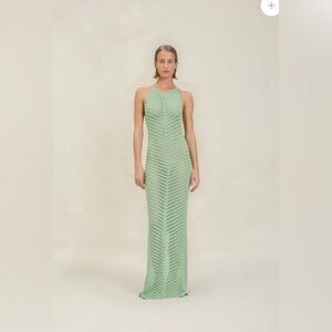 DEVON WINDSOR Green Striped Maxi Dress